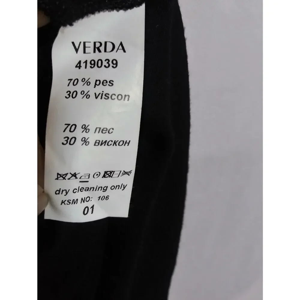 Verda Long Black Open Front Longline Cardigan with Teal Trim Turkish Size XXL